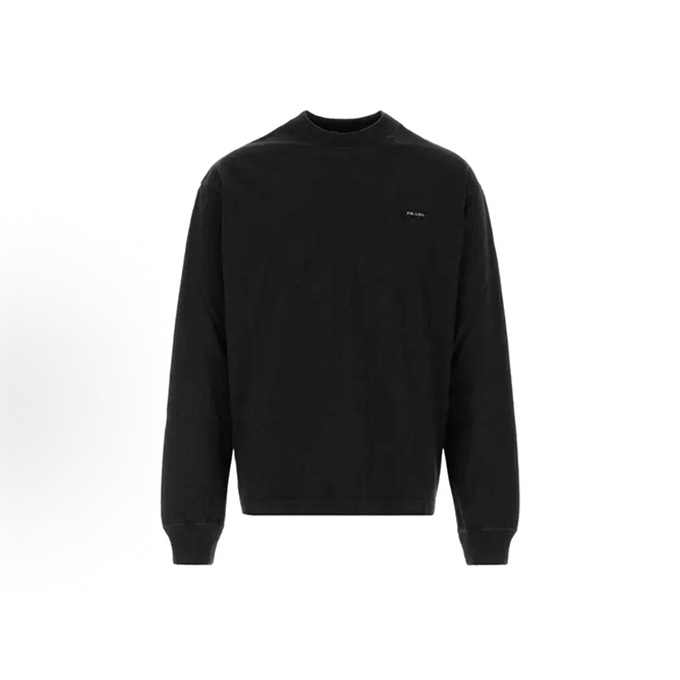 prada ribbed crew neck long sleeve jersey t-shirt